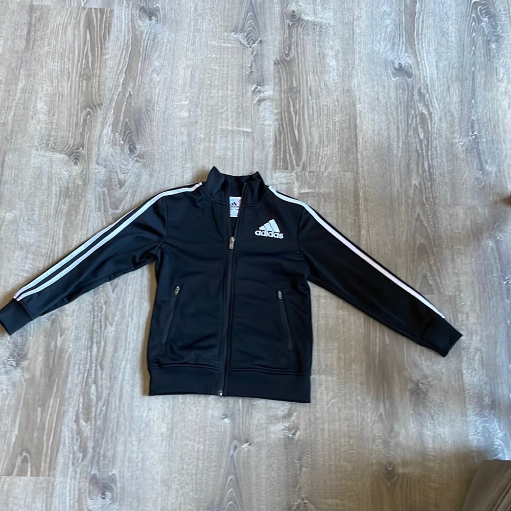 Black and white Adidas zip up jacket size small